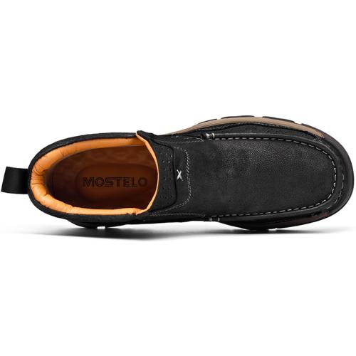 Size 12 Mens Slip On Casual Loafers Classic Outdoor Leather Walking Hiking Shoes Comfortable for Work Office Dress Outdoor High Top