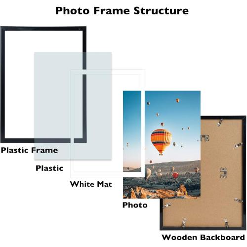 12x16 Picture Frame Set of 2 Black with 10x14 Mat for 30 x 40cm Diamond Art Painting, Display Photo 10x14 with Mat or 12 x 16 Without Mat, Wall Hanging Large Frame, 2 Pack, Black