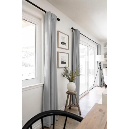 100% Blackout Shield Blackout Curtains for Bedroom  Back Tab/Rod Pocket Living Room Drapes, Thermal Insulated Blackout Curtains 2 Panels  L, Grey