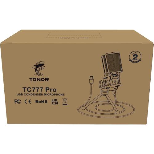 TONOR Gaming USB Microphone for PC, RGB Condenser Computer Mic with Tripod Stand, Quick Mute, Gain Control, for Gaming, Streaming, Podcasting, Recording, Cardioid Mic Kit for Laptop/PS4/PS5 TC777 Pro