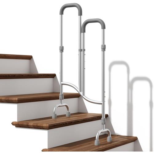 Stairs Climbing Assist Cane Senior Walker for Climbing Stairs, 2-in-1 Adjustable Height Walker Cane for Elderly Use on Both Flat Surfaces and Stairs, Standard Walker Climbing Cane