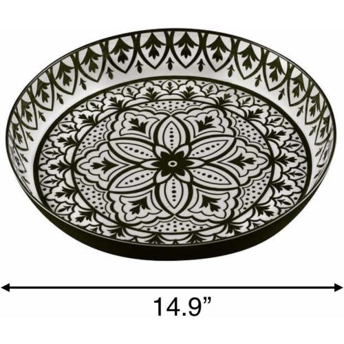 Lazy Susan Large 7 piece Serveware Set with Lid for Dining and Party - Condiment Salad Chips Nachos Pita or Taco Preperation Set - Cheese Platter (1, Black 7- piece Serving Set)