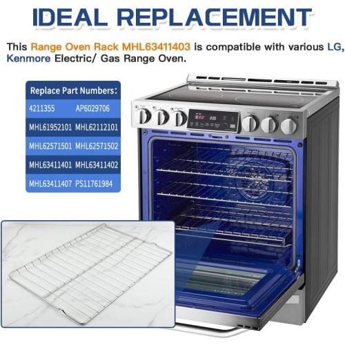 Range Standard Oven Racks MHL63411403 for LG Range Ovens, Stainless Steel Oven Shelf Rack Replacement Part, 24.7'' Wide x16.2'' Deep