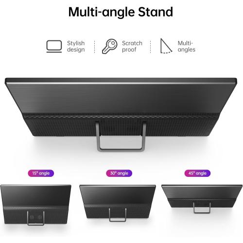 WCV Portable Monitor 15.6 Inch 1080P USB-C HDMI Ultra-Slim Travel Monitor with Kickstand, for Laptop, PC, Mac Phone, PS, Xbox, Swich IPS Ultra-Thin Zero Frame Gaming