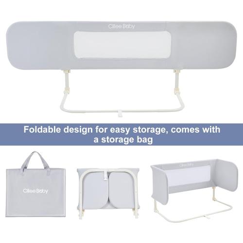 GREY Ciilee Baby Bed Rail for Toddlers Extra Large 72.83 L Kids Rails Guard for Twin, Full, Queen, King Bed Adjustable Children Side Railing Safety Bedrail Foldable Barandas para Camas de Niños (Grey