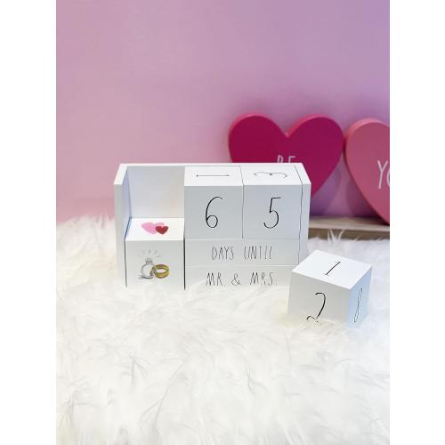Rae Dunn Countdown Calendar - 9 Piece Wedding Countdown Block Set for Recently Engaged Women and Men - Engagement Gift for Couples, Bride to Be Gifts for Her - Count Down Birthday, Anniversary