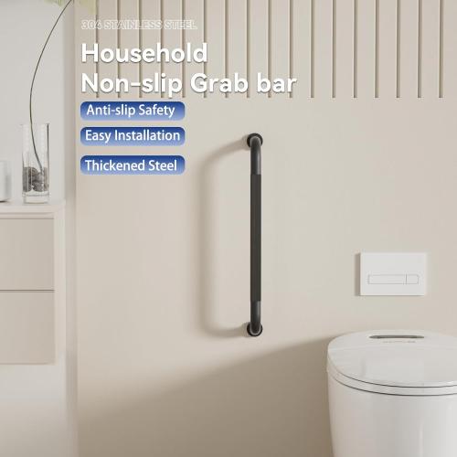 1 Pack Shower Grab Bar, 36 Inch Bathroom Grab Bar Handle with Anti-Slip Knurled Grip, Stainless Steel Bath Balance Bar, 1.25 Diameter Bath Safety Bar Support for Seniors Elderly Pregnant, Matte Black