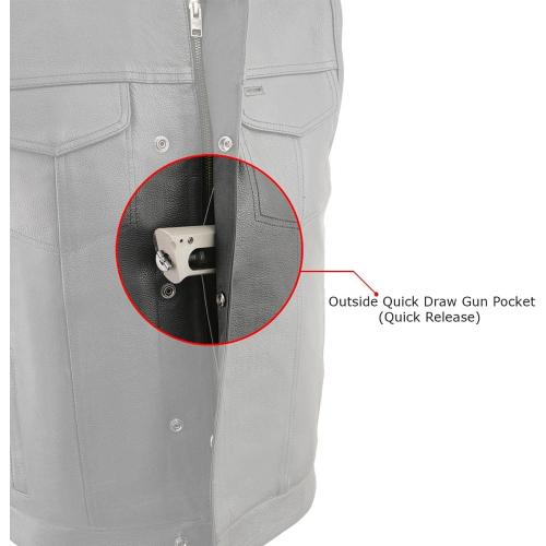 Milwaukee Leather LKM3710 Men's Black Club Style Leather Vest with Open Neck