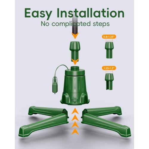 Musical Rotating Christmas Tree Stand with Memory Function, Built-in 6 Outlets 800W, Anti-tilt Noiseless 360 Degree Spinning Stand with Remote and Speaker, Up to 9ft 120 lb Artificial Trees