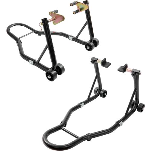 vevor Motorcycle Stand Lift 850lbs Front Rear Combo Stand Lift Stand Front Wheel Fork Stand Rear U L Fork Swingarm Spool Stand Compatible with Most Yamaha Honda Kawasaki Suzuki Motorcycles Black