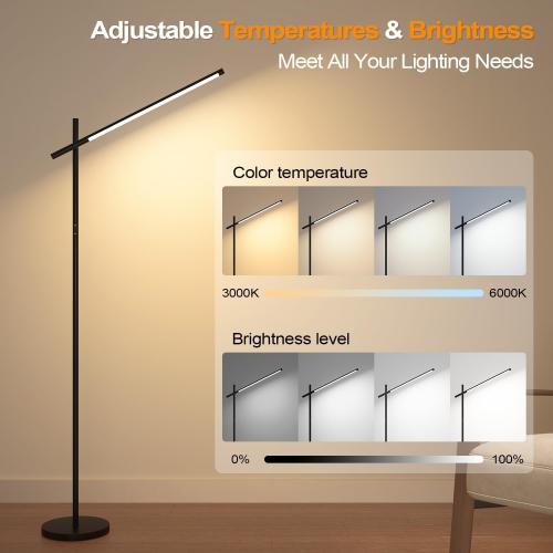 LED Corner Floor Lamp, 360°Rotating Head, Super Bright 1800LM Dimmable Minimalist Floor Lamps with Remote Control,3000K-6000K Modern Corner Light,67 Tall Standing Lamp for Living Room,Bedroom,Office