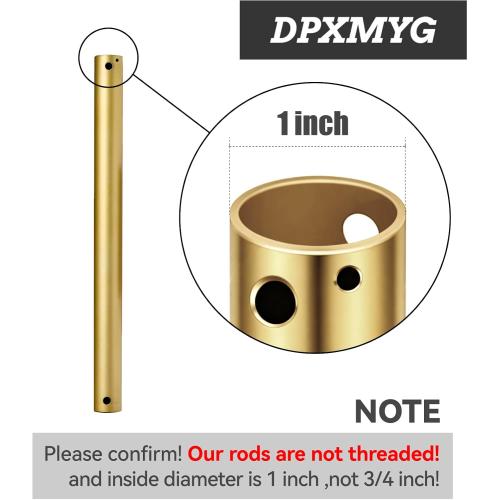 36 inch Ceiling Fan Downrod, 3 FT Gold Downrod for Ceiling Fan, 1 inch Outside Diameter, Boom Suitable for a Wide Range of Fans (Gold, Not Threaded)