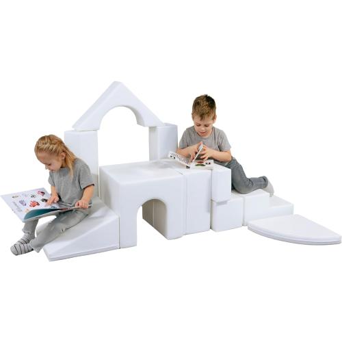 IGLU Soft Play Building Crawling and Climbing Equipment Playground for Kids 1-4 Year olds 10 Shape Blocks Open Ended Montessori Set (White)