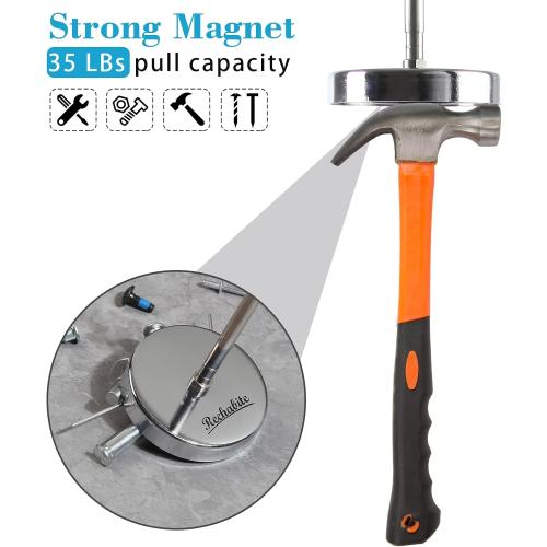 Silver 8.6-33 Telescoping Magnetic Sweeper Pickup Tool, Screws Parts Finder with 35LB Pull Capacity, Retractable 8.6 to 33 with Strong Magnet, Pick up Nails, Screws, and Metal Parts
