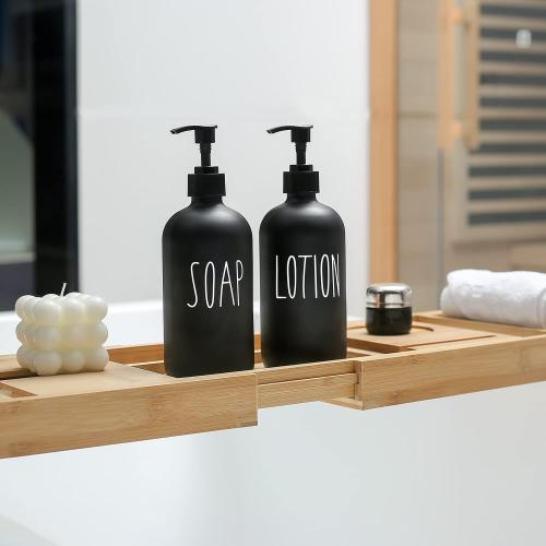 MOMEEMO Matte Black Soap Dispenser Bathroom Set, Contains Lotion and Hand Soap Dispenser, Suitable for Bathroom Decor Farmhouse Style. (Black)