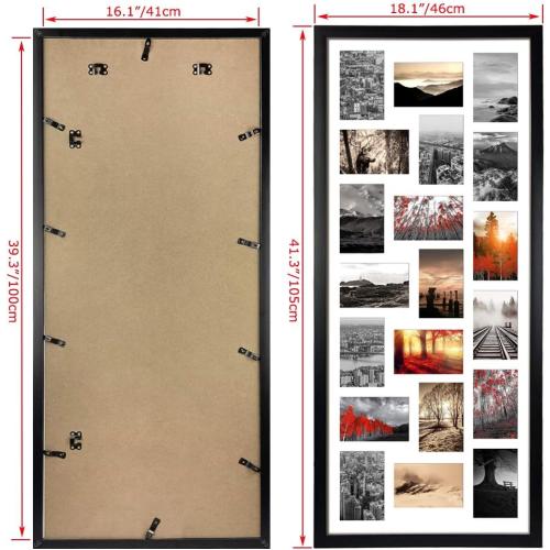QUTREY 20 Opening 4x6 Collage Picture Frame Set of 2, 18.1x41.3 inches Black Multiple Frames Display 4 by 6 inch Photos with Mat for Wall Hanging