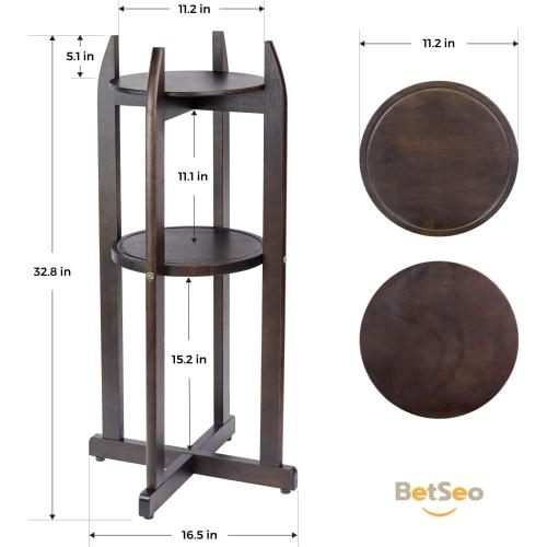 Natural Solid Wood Water Dispenser Floor Stand (32.8 Hight-11.2 Wide) Drink Dispenser Floor Stand with 2 Round Shelfs Included for 1-5 Gallon Water Bottles/Crocks, Water Jug (Walnut Color)