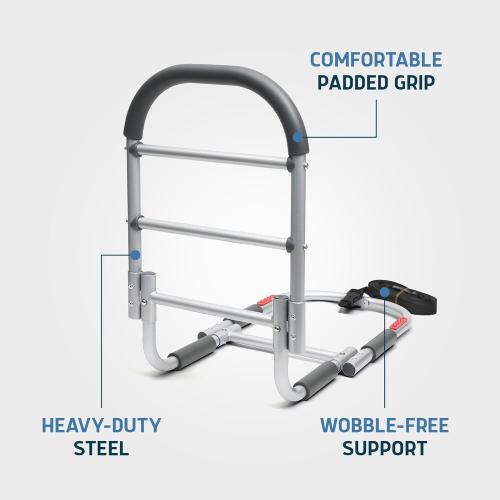 Lunderg Bed Assist Rail for Seniors with Non-Slip Grab Bar - Easy to Install Bed Rails for Elderly Adults Safety & Post-Surgery - Helps Reduce Falls & Support Independence