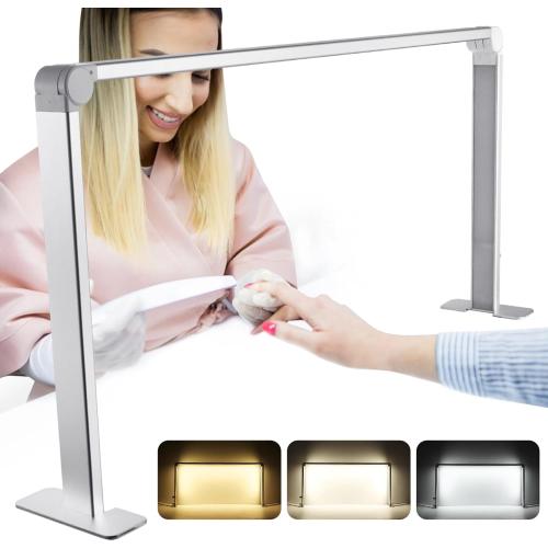 Nail Table Light Foldable - Nail Light for Desk, Square Led Frame Manicure Nail Desk Lamp for Tattoo Lash Tech, 3 Color Temperature 4000k-6500k