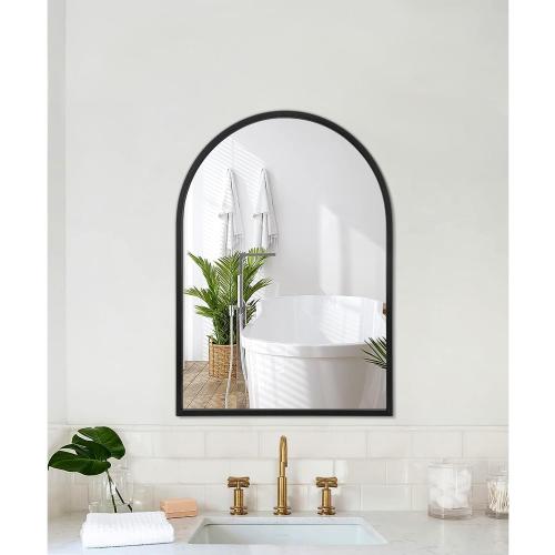 Arch Wall Mirror 20x16 Large Black Bathroom Mirror Metal Frame Mirrors for Wall, Decoration Vanity Bedroom Entryway Living Room