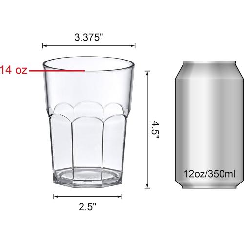 Amazing Abby Affinity - 14-Ounce Clear Plastic Tumblers (Set of 6), Stackable, BPA-Free, Shatter-Proof, Dishwasher-Safe