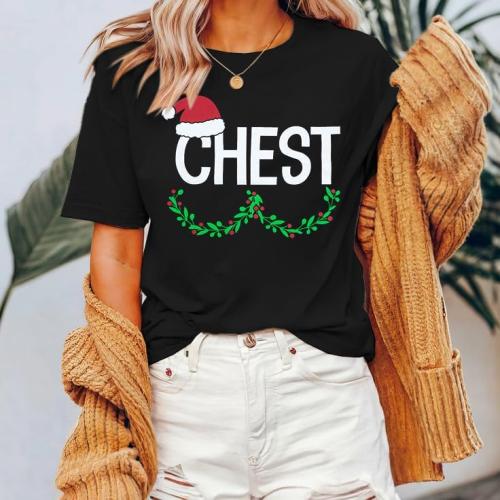 Size XL ...1 pcs..Chest and Nuts Christmas Shirts Xmas Couples Matching Outfits His and Her Holiday Short Sleeve Matching Sets