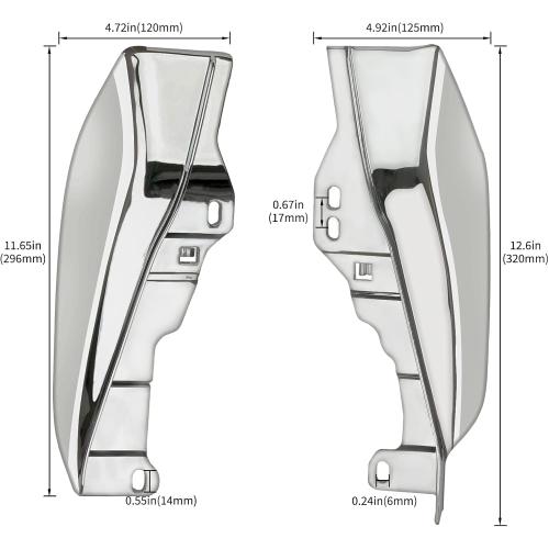2 pack Mid Frame Air Deflectors Heat Shield Trim Covers Chrome Compatible with Harley Touring Street Glide Road King Electra Glide CVO 2009-2024