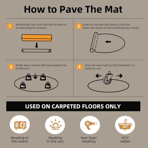 Office Chair Mat for Carpet - Size 36x36 Inch Plastic Computer Desk Floor Protectors for Chairs Clear Under Desk Rug Pad for Rolling Gaming Chair