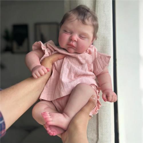 iCradle Lovely Real Look Reborn Baby Doll Girl 20inch 50cm Vinyl Silicone Baby Doll Cloth Body Realistic Newborn Doll Toy for Ages 3  (Pink Outfit Sleeping Doll)