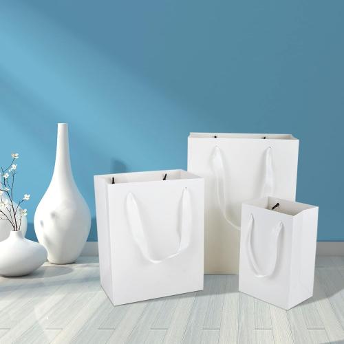 HUAPRINT 30 Pack White Small Paper Bags with Handles - 5.25x3.75x8 inch Gift Wrap Bag for Retail,Party Favor,Merchandise,Business,Shopping,Wedding