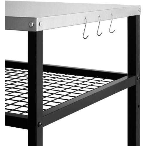 Stainless Steel Outdoor Grill Cart Pizza Oven Stand Trolley Table with Wheels Three-Shelf Movable Food Prep and Work Table Heavy Duty Grill Carts Outdoor Cart 31.5×24×35.5