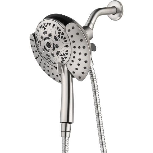 Shower Heads with Handheld Spray Combo: 7.2 Rainfall Shower Head & Handheld Shower Head 2-IN-1 Shower Head with 60 Rotatable Stainless Steel Hose Nickel, Shower Trim Systems