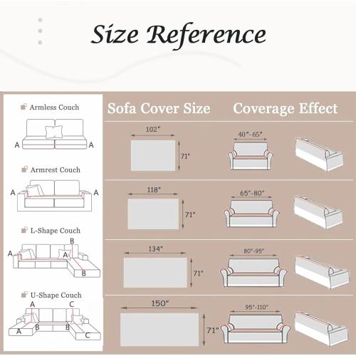 Beige,71''x102'' Couch Cover for Dogs Washable Sofa Cover, Sectional Couch Covers, Sofa Covers for 2 Cushion Couch, Non Slip Stripe Sofa Slipcovers Furniture Protector, Couch Protector from Cat Claws, Beige,71''x102'