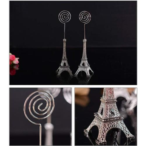 12 Pcs Eiffel Tower Base Place Card Holders, Metal Wire Table Photo Holder Table Number Card Holders Table Pictures Stand Memo Note Clip for Home Office Wedding Party (Gold)