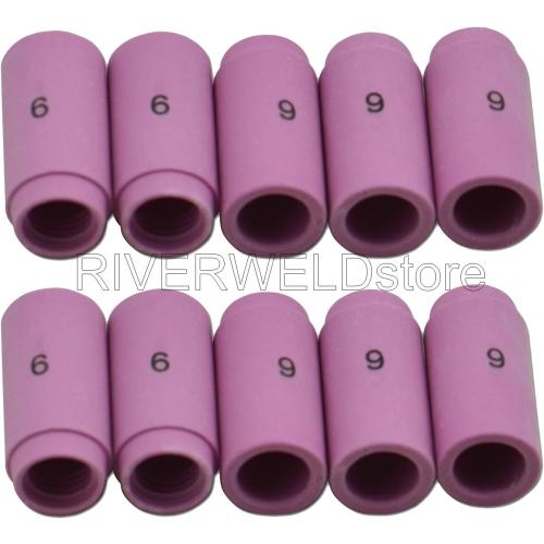 RIVERWELD TIG Alumina Nozzle Ceramic Cups 13N10 6# 3/8 9.5mm Orifice Fit PTA DB SR WP 9 17 18 20 25 26 TIG Welding Torch Accessories Pack of 10