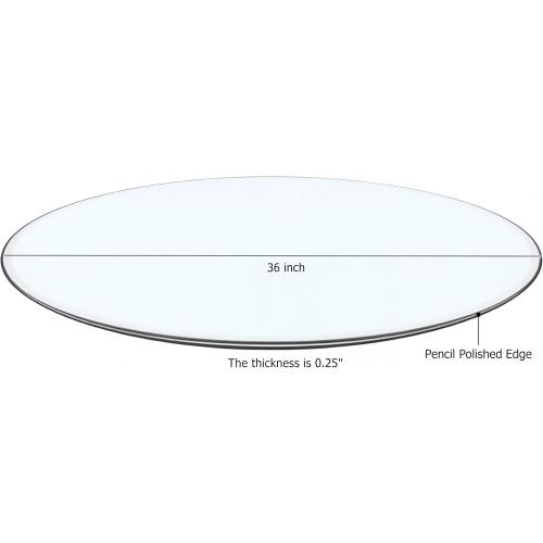 36 Tempered Glass Table Top Round Transparent Table Surface 1/4'' Thick Pencil Polished Edge Multipurpose for Dining, Coffee, Restaurant and End Table (36 inch)