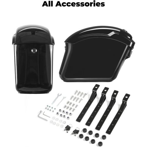 Black KEMIMOTO Upgraded Hard Saddlebags Impact-resistant with Secure Locking Waterproof Saddle Bags Compatible with Cruiser Dyna Softail Cruiser CM300 Rebel Shadow Vulcan