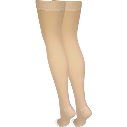 Size 2x-large Amazon Basic Care Medical Compression Stockings, 20-30 mmHg Support, Women & Men Thigh Length Hose, Open Toe, Beige, 2X-Large (Previously NuVein)