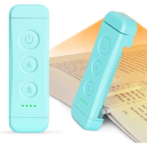 Glocusent USB Rechargeable Book Light, Portable Clip-on LED Reading Light, Reading Lights for Books in Bed with 3 Amber Colors & 5 Brightness Dimmable, Compact & Long Lasting, Perfect for Book Lovers
