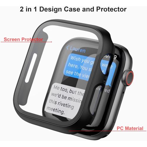 Haojavo 5 Pack Case with Tempered Glass Screen Protector for Apple Watch Series 9 8 7 41mm, PC Hard Ultra-Thin Slim Fit Scratch Resistant Bumper Protective Cover for iWatch S9 S8 S7 41mm Accessories