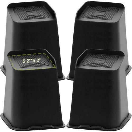 Bed Risers 2 inch, 3 inch, 4 inch, 6 inch, 8 inch Heavy Duty, Oversized Furniture Riser for Couch Sofa Table Chair Leg Frame Dorm, Support up to 6000 Lbs (Black 4 Pack, 8 inch)