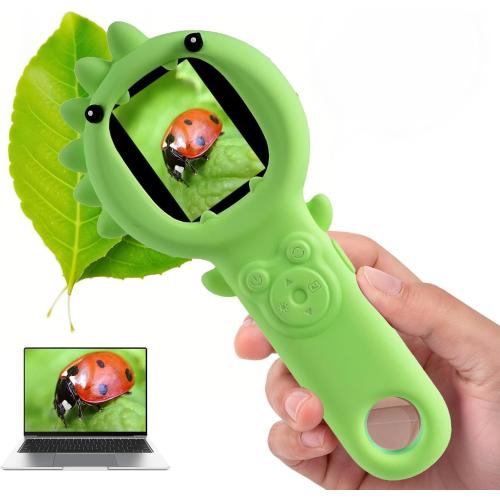 Kids Microscope – 500X Digital Pocket Handheld Microscope with Dual Cameras & Autofocus, STEM Educational Toy & Perfect Christmas Birthday Gift for Boys & Girls Ages 3 4 5 6 7 8 9 10 (Green)