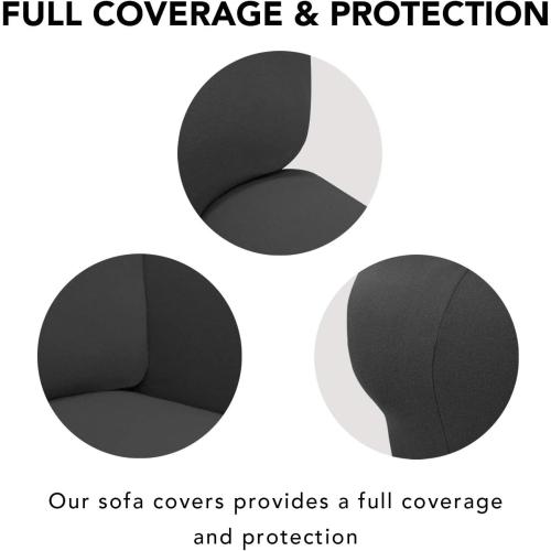 2 pack Super Stretch Sofa Slipcover – Spandex Non Slip Soft Couch Sofa Cover, Washable Furniture Protector with Non Skid Foam and Elastic Bottom for Kids, Pets （Sofa, Dark Gray）