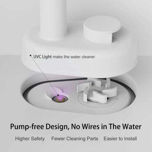 Cat Water Fountain, App Control Wireless Cat Fountain, 122oz/3.6L Pumpless Water Fountains for Cats Indoor with Stainless Steel Tray, Wi-Fi Dog and Pet Water Fountain (White, Fountain 2 Fliters)