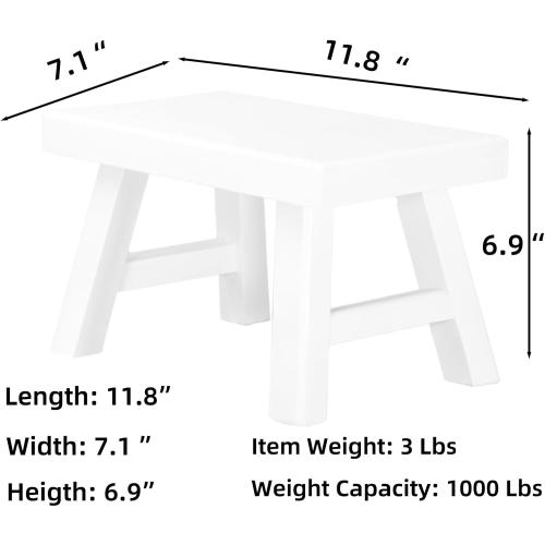 Wooden Step Stool fo Kids Handcrafted Solid Wood Stool with Chamfered Edges, 11 L x 7 H x 7.9 W - Multi-Functional Footrest, Small Step Stool with Anti-Slip Caps - Durable and Sturdy