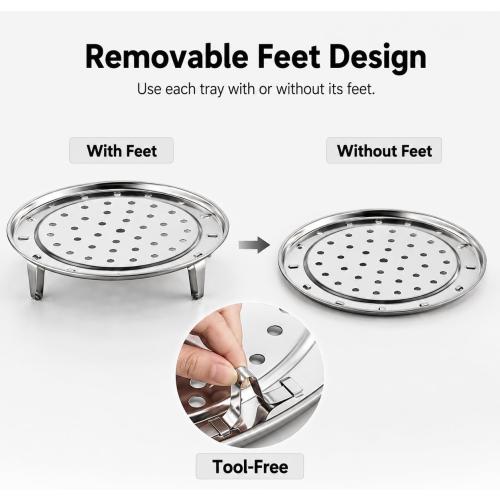 4 Pack Stainless Steel Steamer Rack for Pots, Tamales, Canning