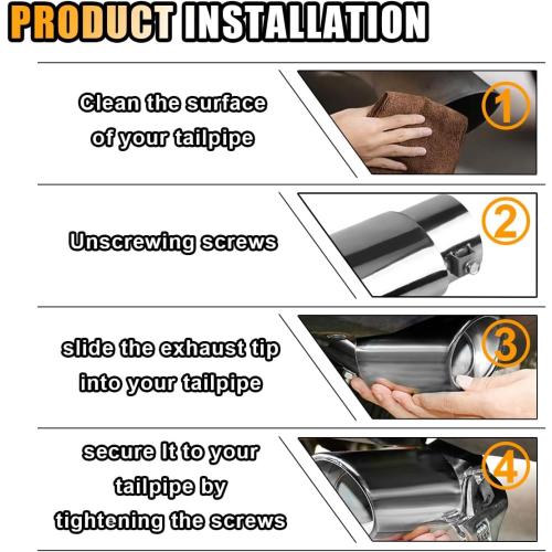 Stainless Steel Car Exhaust Tip, 2.5 Inlet 3.3 Outlet Adjustable Chrome-Plated Finish Exhaust Tailpipe, Car Exhaust Pipe Modification Tail Throat Tail Pipe, Fit for Most Cars (Straight, Silver)