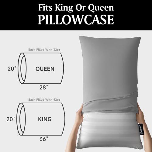 Beautyrest Luxury Goose Feathers Soft Pillows, 500 Thread Count Cover 20”x28”, Queen (Pack of 2), Supportive Fluffy Hotel Collection Bed Pillows for Side and Back Sleepers