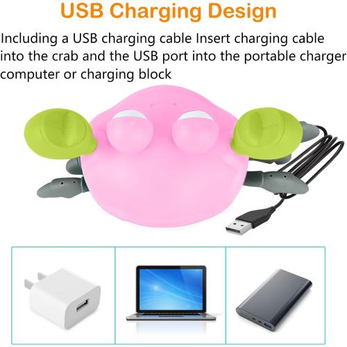 Color Pink Crawling Crab Baby Toy - Tummy Time Toys - with Music and LED Light,Built-in Rechargeable Battery and Volume Can be Turned Off for 0-6 6-12 12-18 36 Months Walking Toddler Birthday Gift(Pink)