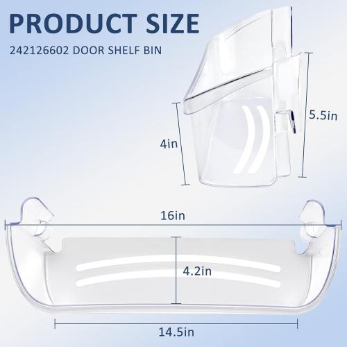 242126602 Refrigerator Door Bin Shelf Replacement Compatible for Frigi.daire Cros.ley Refrigerator Door 2 Packs